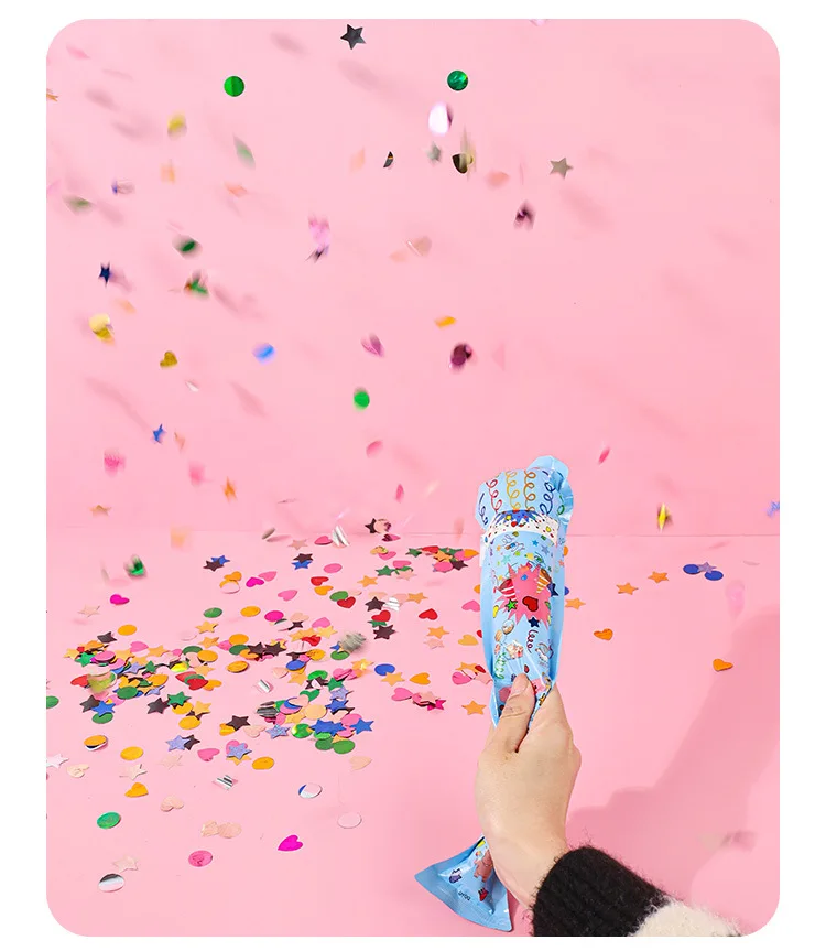 autoinflation Confetti Fireworks Handheld Gun Inflatable Foil Handheld Confetti Toy Game Firework Gun Birthday Party Graduation