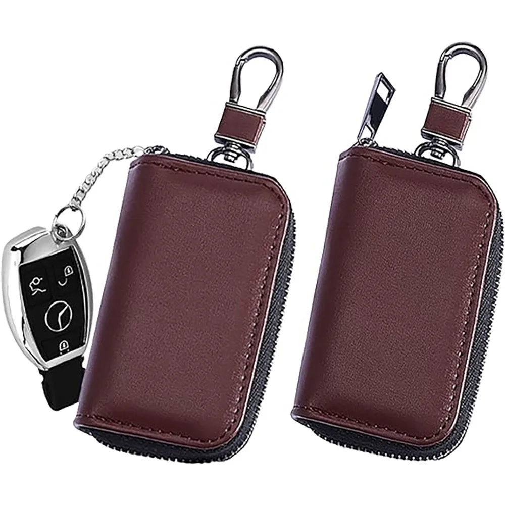 Pu Leather Faraday Cage Car Key Protector RFID Signal Blocking Anti-Theft Pouch Anti-Hacking Case Blocker