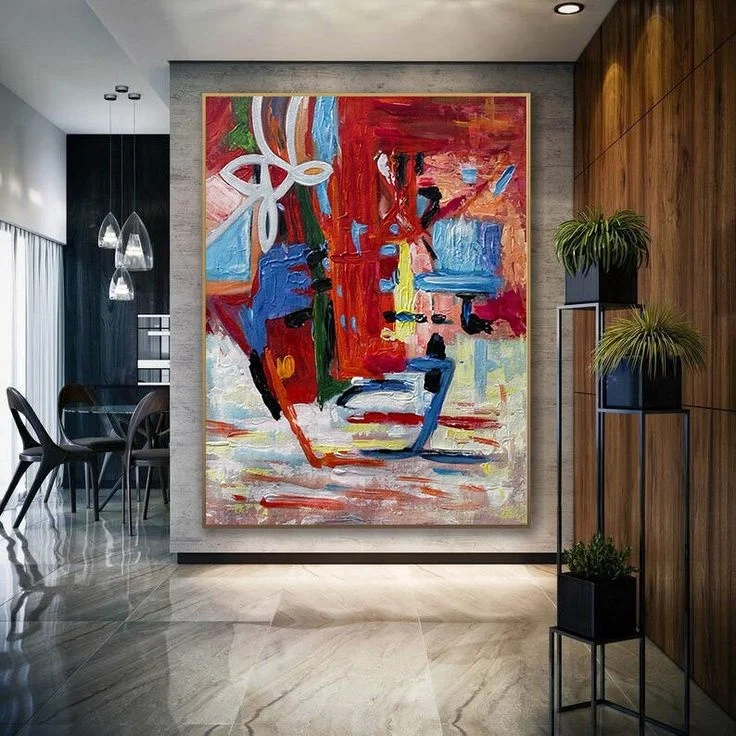 Pure Hand Painted Colorful Knife Oil Painting on Canvas for Living Room Decor Modern Abstract Texture Wall Painting