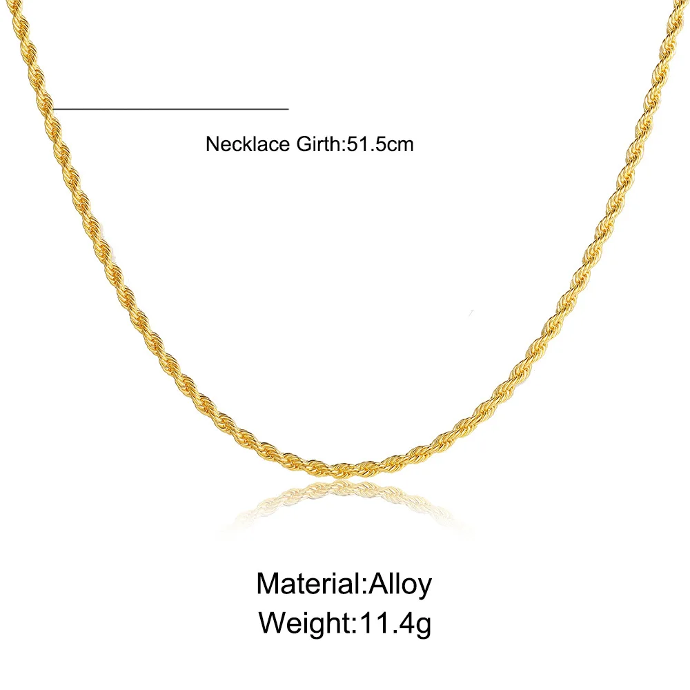 Gold Hip Hop Necklace 3mm Chain Waist Silver Mens Body Filled Men Chain Manufacturer Rope Link Stainless Steel Chain