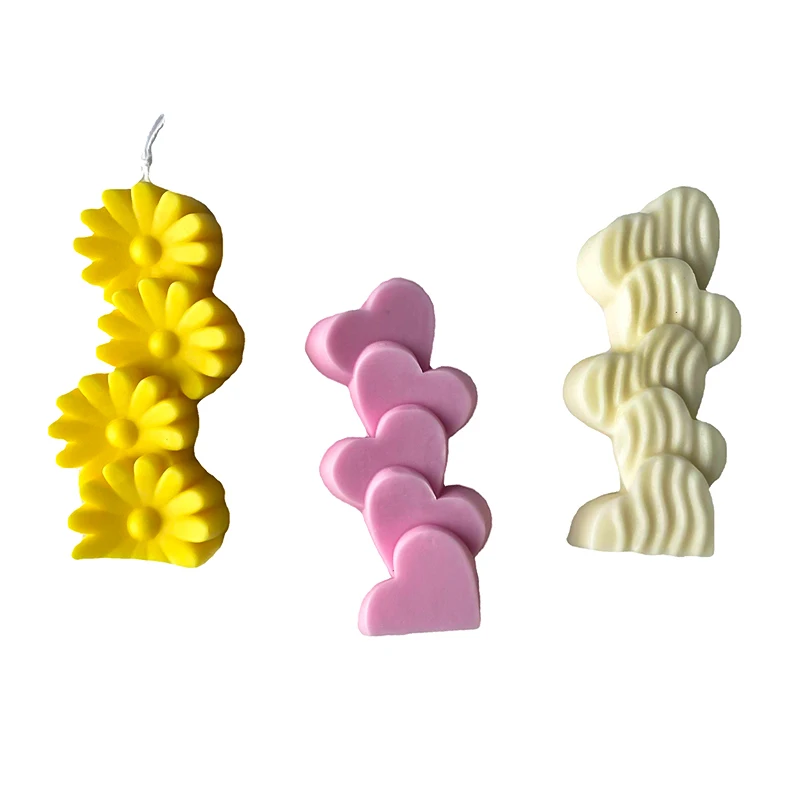 3D Five Flower Cactus Silicone Candle Mold For Wax Crayon Art Craft, Sunflower Candle Mould for DIY Candle Soap Bath Bombs