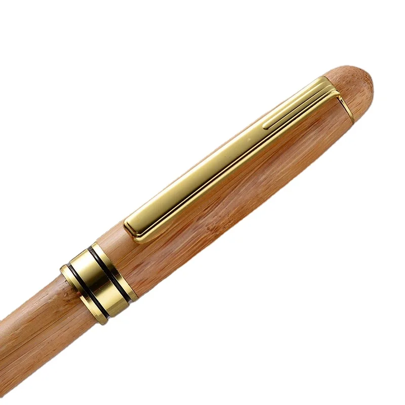 Creative Bamboo Pen Box with Laser Logo Vintage Business Gift Ballpoint Pen Set 0.5 mm Writing Width Wooden Maple Gift Box