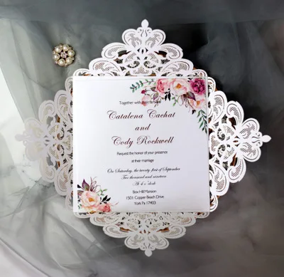 
European wedding lace invitation card holiday greeting card hollow dark green invitation card 