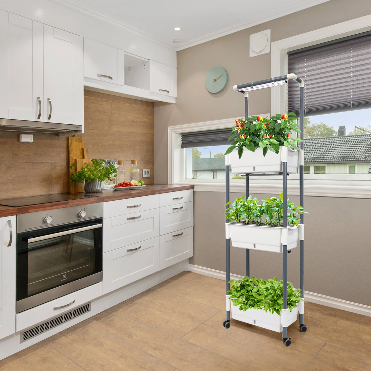 Indoor Garden Herb Grow Kit Home Garden Grow Rack with Smart Control LED Grow Light, for Short Tomato,Basil,Pepper