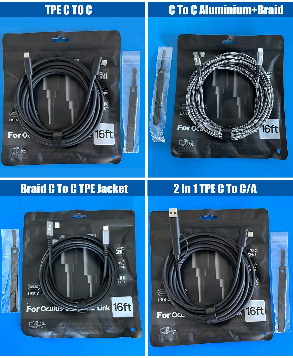 Extra power supply type-c usb cable for oculus quest 2 vr link cable