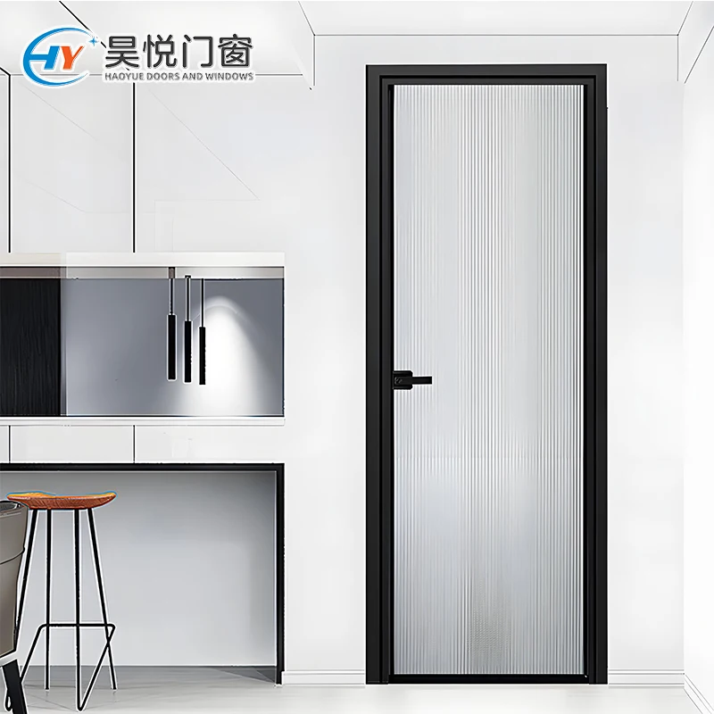 2024 Modern Bathroom Casement Office Door with Clear Glass Swing Mirror Entry Aluminum Front Design Modern Style Casement Door
