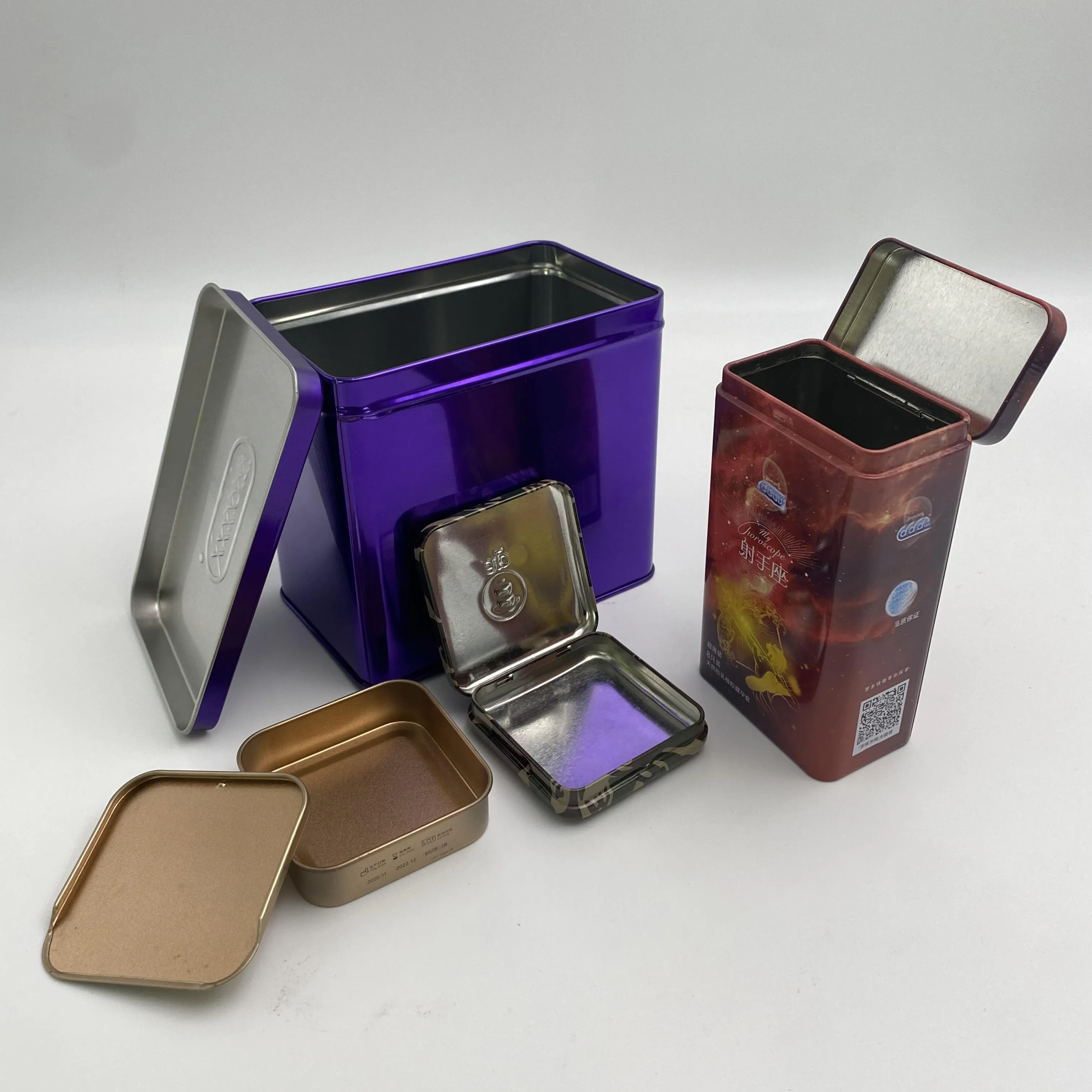 Custom printing condoms metal box tin container tin cans with lids