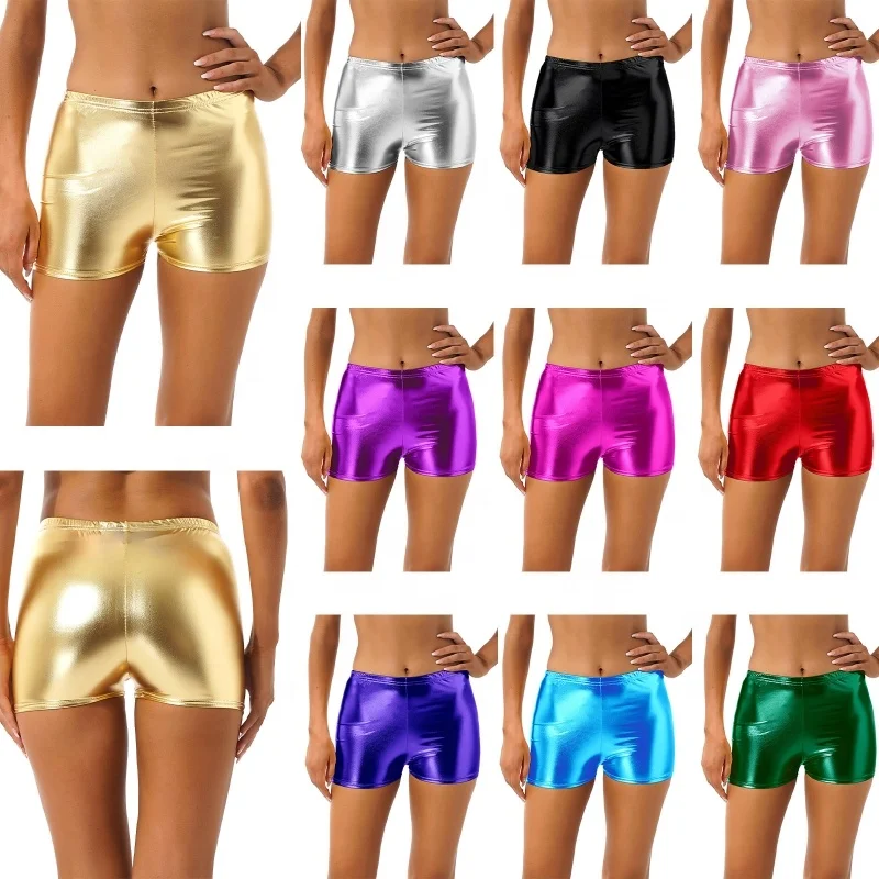 Low Price Women Shiny Metallic Booty Hot Pants Rave Party Pole Dancing Shorts