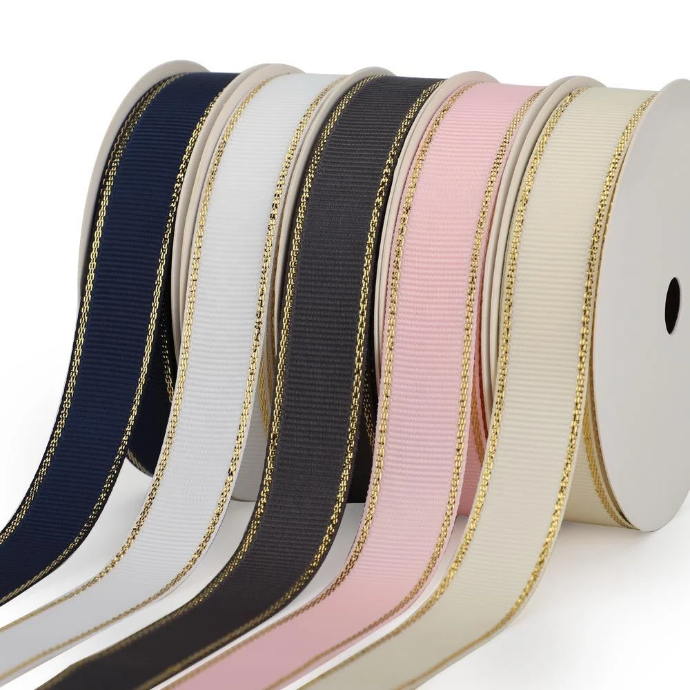 Высококачественная металлическая Золотая Серебряная лента с двойным Краем корсажная для подарочной упаковки