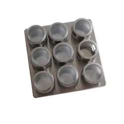 Herb & Spice Tools Spice & Pepper Shakers 6 Pcs Kitchen Stainless Steel Magnetic Spice Jars Storage Tins With Stainless Rack