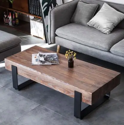 Wholesale Nordic Solid Wood Tea Table American Industrial Vintage Retro Living Room Table Industrial Rustic Coffee Table