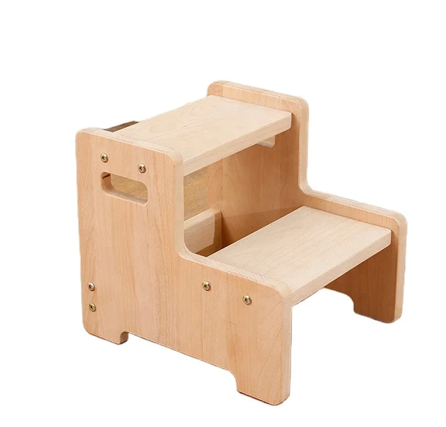 
Bedroom storage portable two levels wooden baby step stool foot stool 