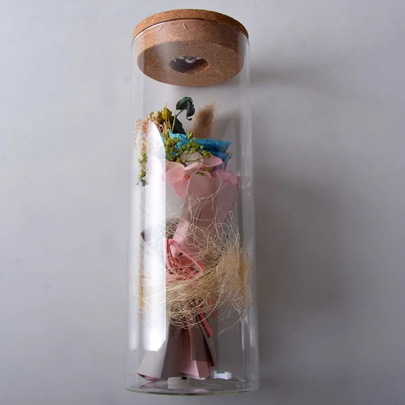 Сияющая Подарочная бутылка для желаний стеклянный купол с сохраненными цветами на День святого Валентина