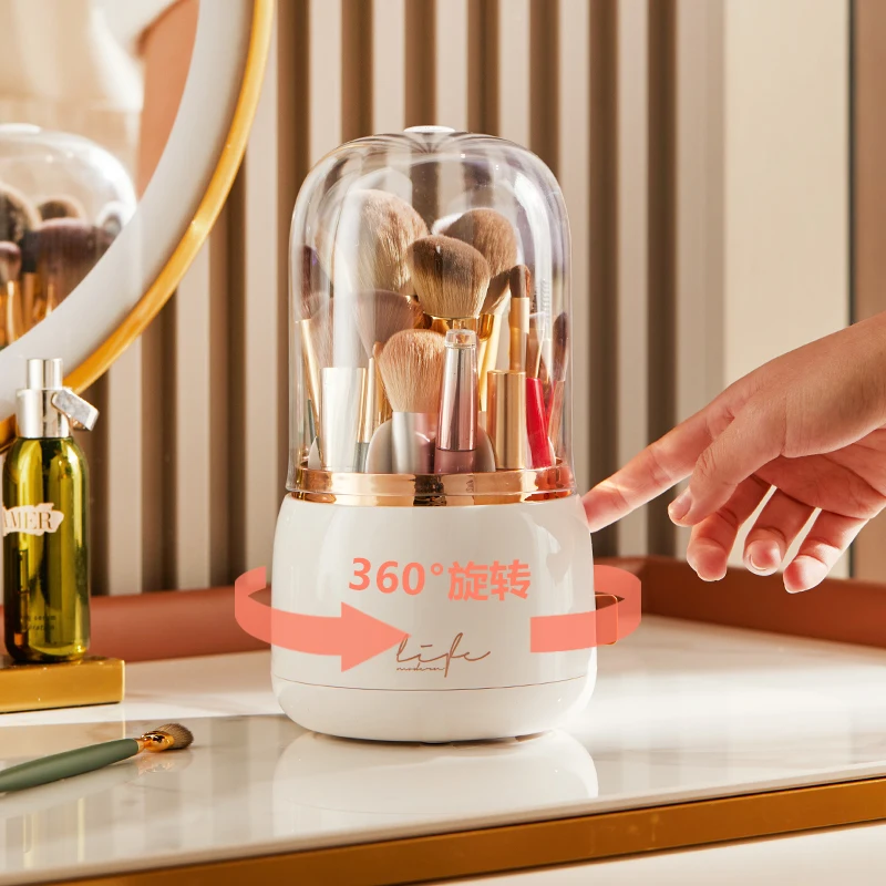 Wholesale Multifunction 360 Degree Rotating Makeup Brush Holder Organizer Cosmetics Desktop Storage Box Makeup Box