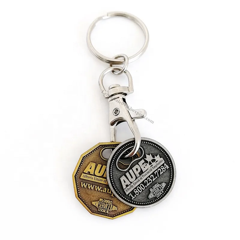 Portable Supermarket Shopping Trolley Tokens Key Ring Keychains Organizer Accessories Quarter Loonie Grocery Keyring