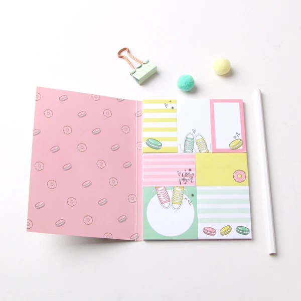 custom coloring self adhesive new design cute sticky notes booklet note set multi list book