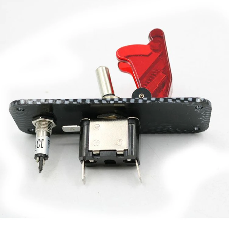 12V Carbon Ignition Engine Start Push Button 1 gang Toggle Switch Panel for Racing car