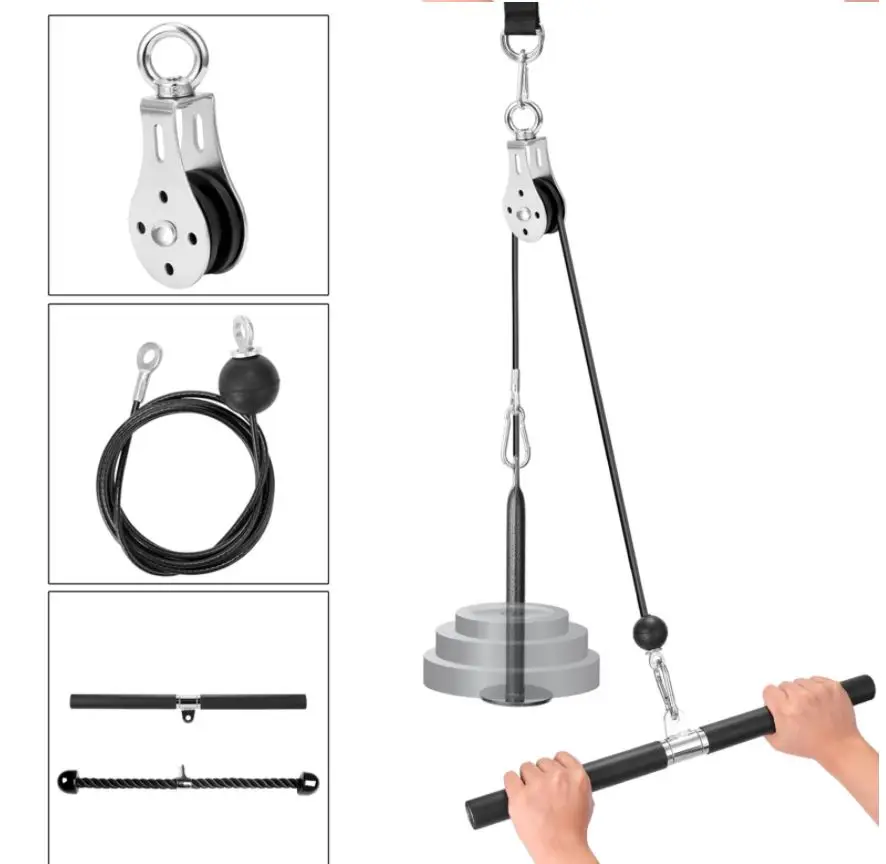 Home Gym Fitness DIY Pulley Cable Machine Attachment System Lifting Arm Hand Strength Training Equipment
