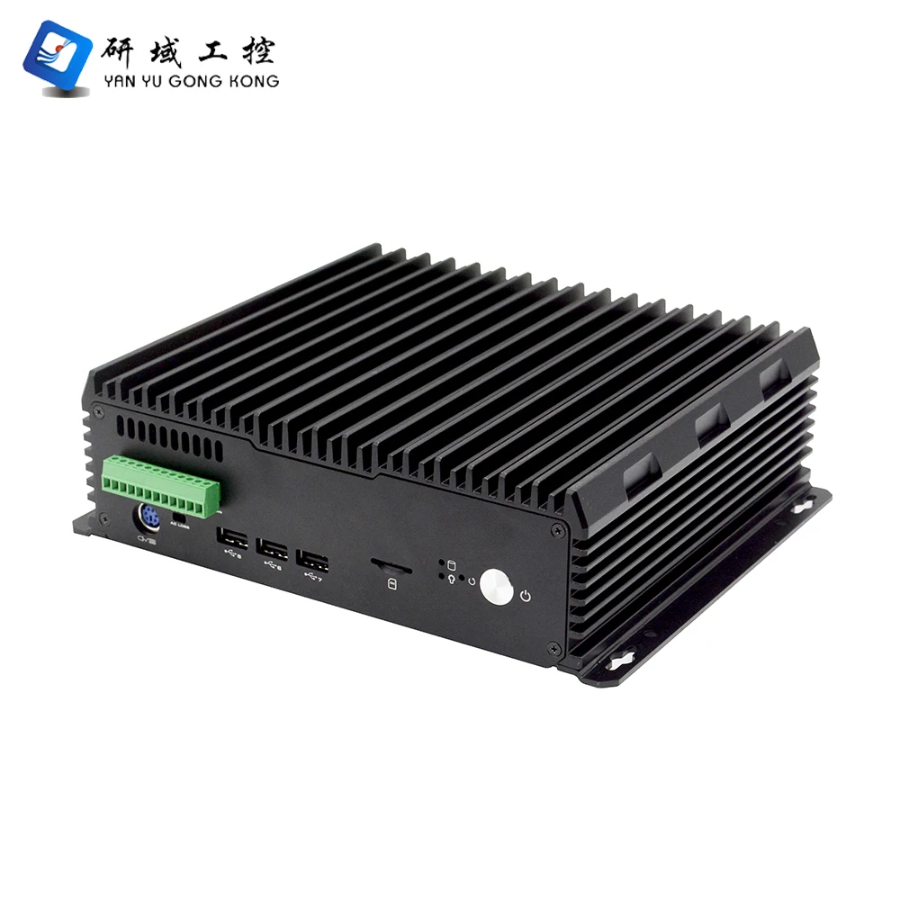 Embedded fanless Industrial computer bareone pc with 8 lan 12pin GPIO 4 POE