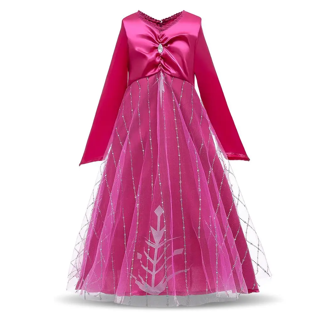 Frozen 2 Party Elsa Anna Princess Long Sleeve Girl Children Dress Costume
