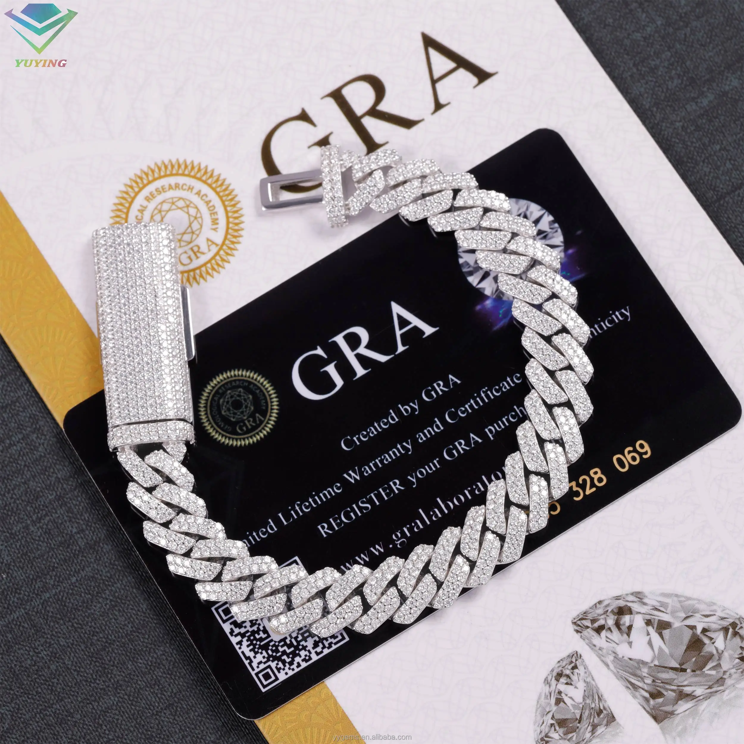 RTS Hot Sale Moissanite Bracelet 2rows 8mm-15mm Wide Hip Hop Bracelet S925 Silver VVS Moissanite Diamond Cuban Bracelet for Men