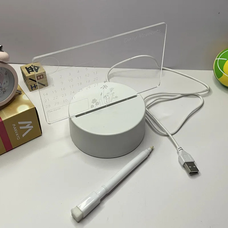 Acrylic Blank Writing Board Doodle Blank Acrylic Led Night Lamp USB Message Board Holiday Light With Pen 7 Color