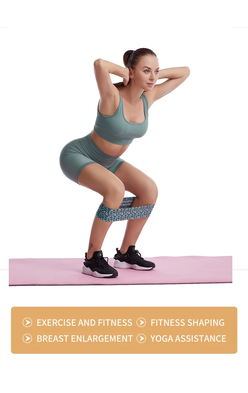 
MULTI-ELASTICITY Leopard Print Yoga Gym Exercise fitness squat Polyester cotton latex silk Non Slip Hip Circle Resistance Bands 