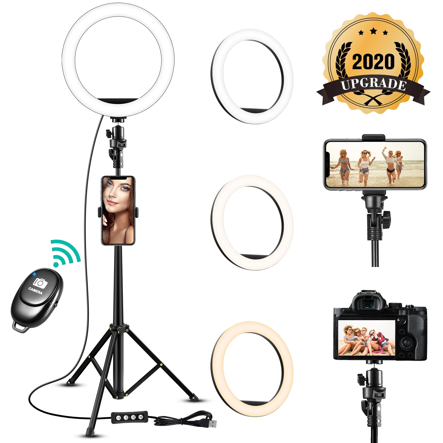 
Ring fill light double lamp selfie stick for mobile phone can fill the light and stand on the ground led fill light 