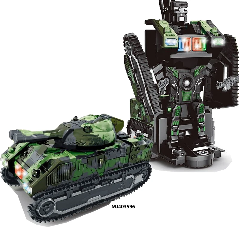 One Key Deformation Robot Toys Military Model Toy Transformation Remote Control Army tank with Music Light