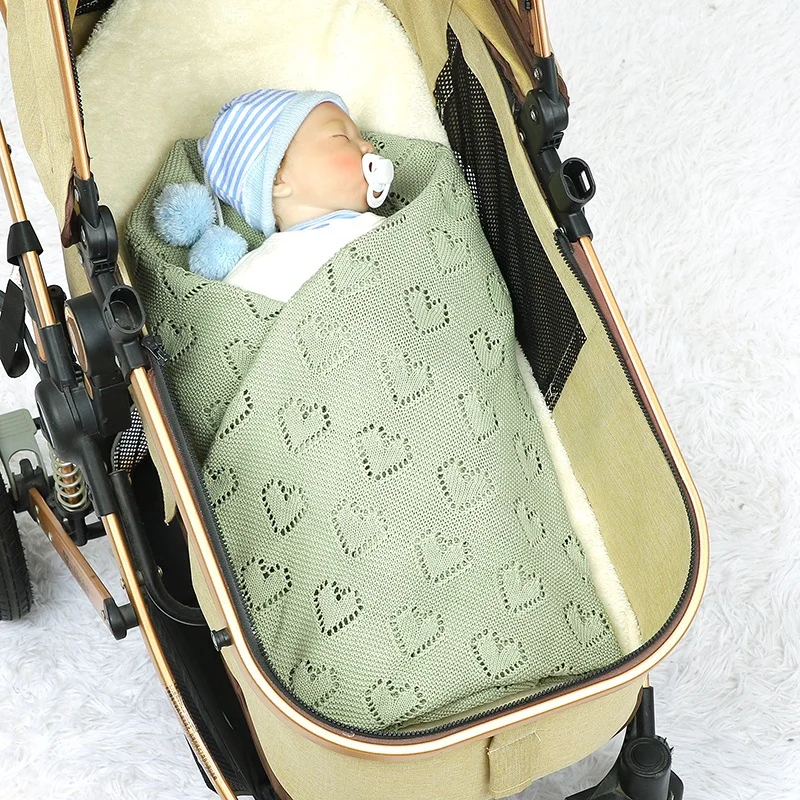 Wholesale Handmade Knit Cotton Blanket Newborn Throw Blanket for Baby Knitted Baby Blanket