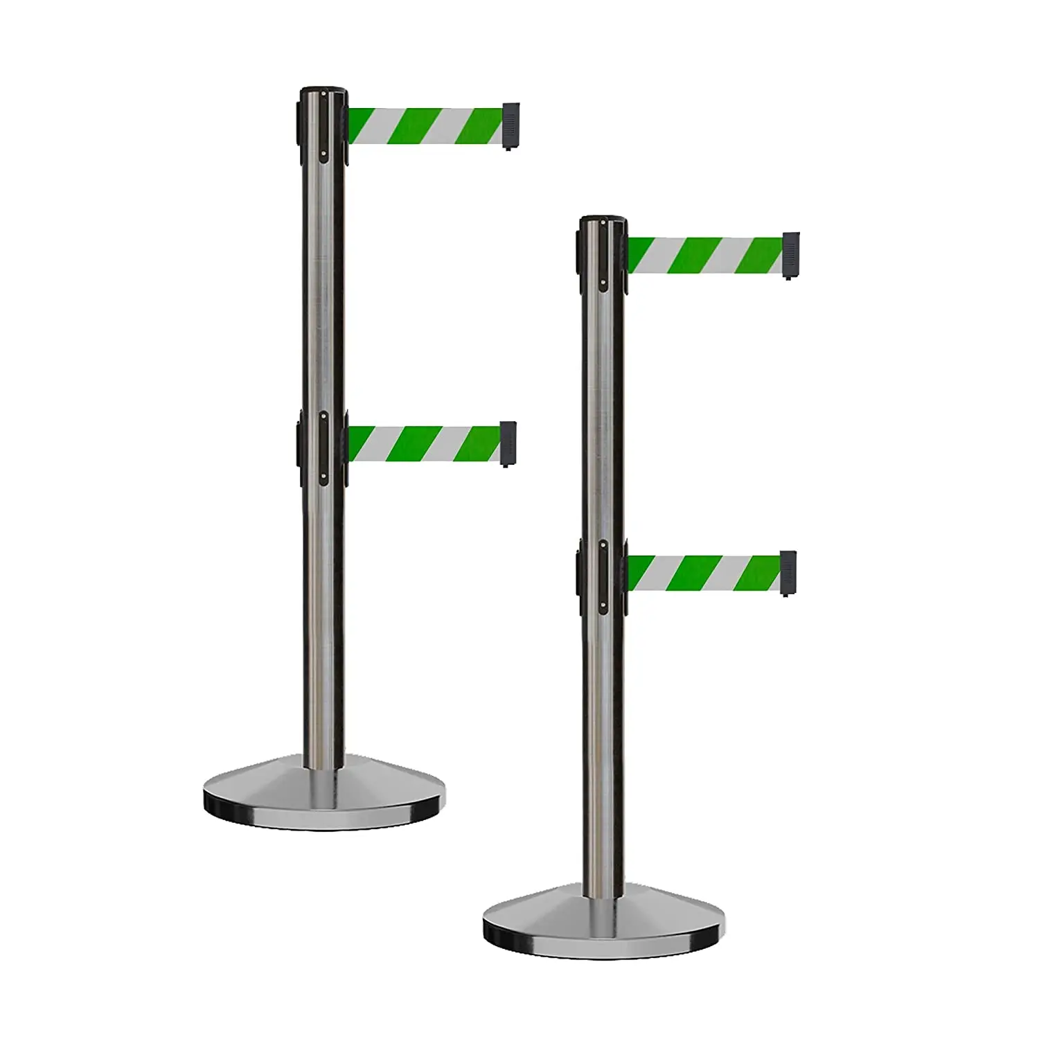 4 ways belt connected queue belt barrier stand stainless steel belt standing barrier