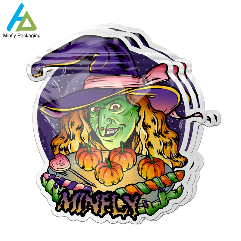 Eco Friendly Recycled Special Custom Shaped Die Cut 7 14 28 3.5g Gummies Childproof Halloween Aluminum Foil Candy Mylar Bag