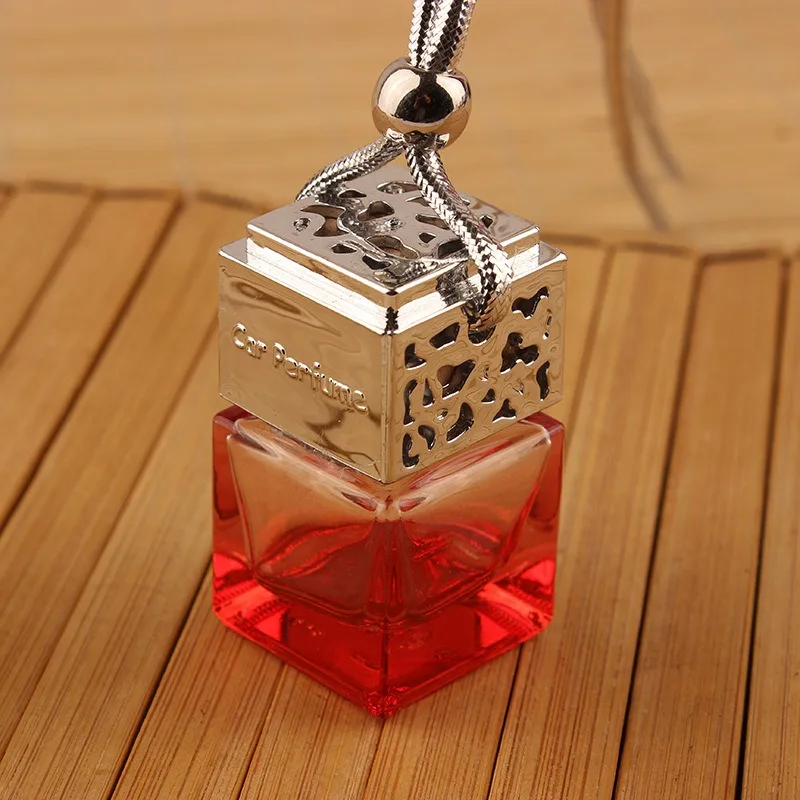 8ml Luxury Square Shaped Empty Mini Hanging Aromatherapy Air Freshener Essential Oil Glass Car Diffuser Perfume Bottle