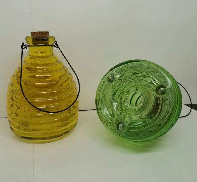 
Colored glass wasp trap /hanging glass bee catcher /Waspenpot 