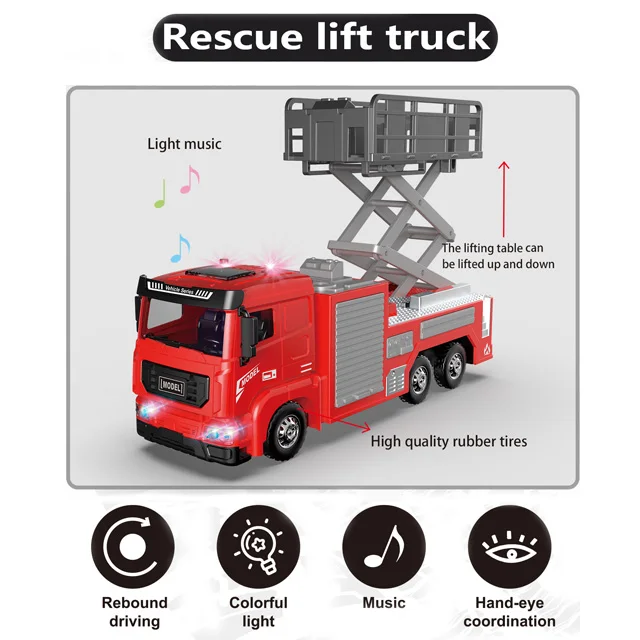 New 1/32 metal car with sound light pull back diecast toys fire truck models