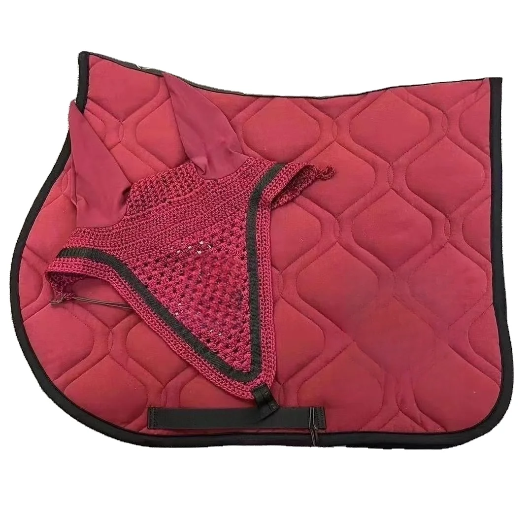 Factory Price Horse Saddle Pads Sets And Mask Set Knitted Fly Mask Horse Veil