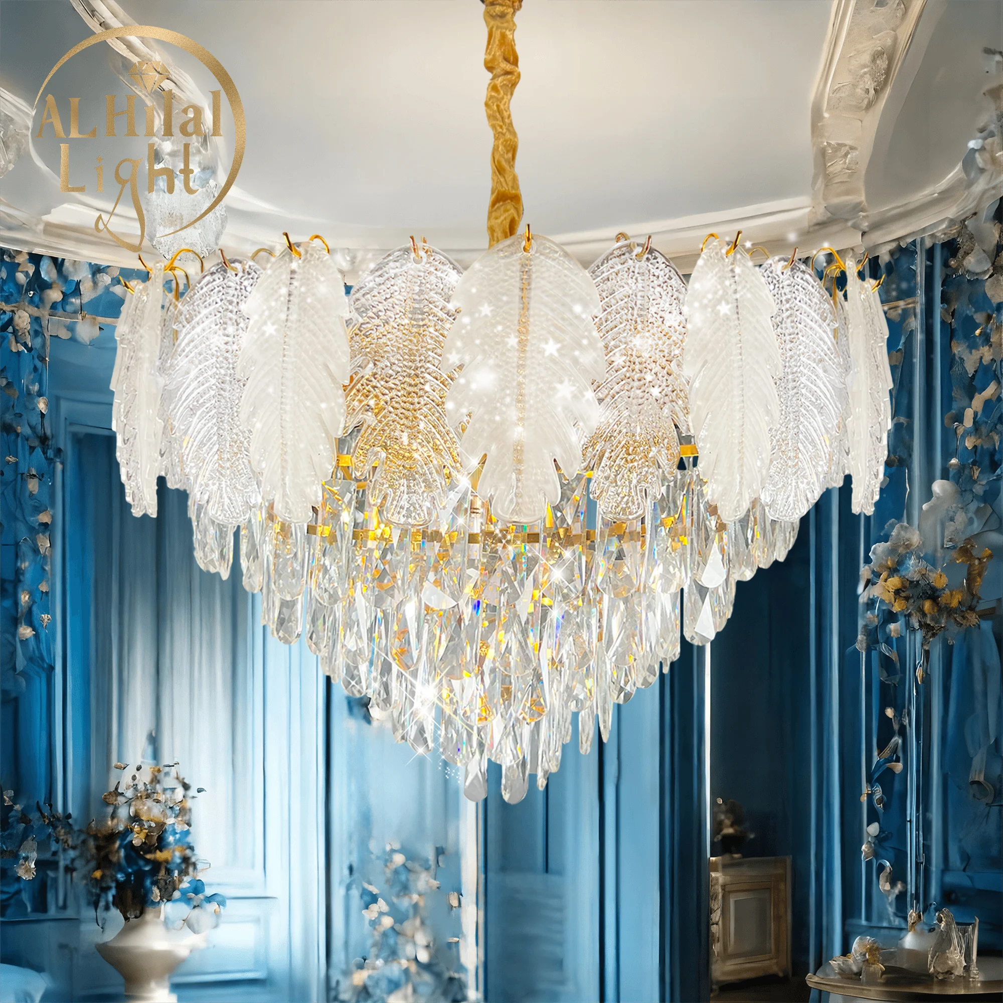 Manufacturer New Design White Angel Leaf Wings Chandelier Light Fixture 6 Lights Modern Dining Room Pendant Light