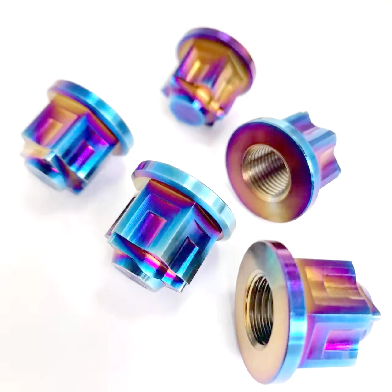 Титановая гайка TITST GR5 M10 и M12 (1,25) титановая гайка с горелым синим светом для модификации мотоцикла