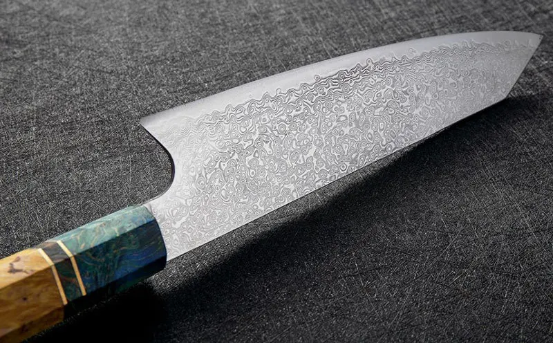 Existing  8inch  japanese knife set damascus santoku knife steel  blank with colorful wood handle