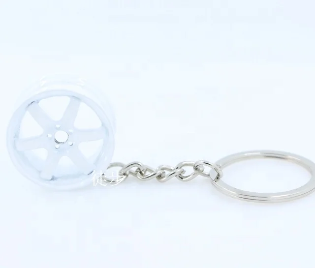 Turbo Wheel Rim TE37 6 Stars Hubs Model Keychain Accessories Auto Refitting Part Car Keyring Key Chain Ring Keyfob Holder