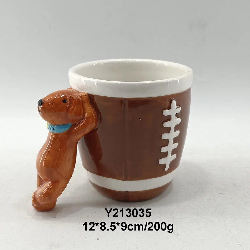 3D Basketball Honeycomb Football Rugby Baseball Grenade Shape Hand Painted Ceramic Mug for Coffee Milk Tea