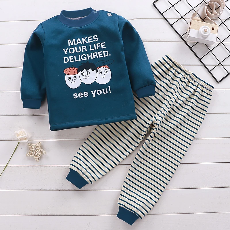 Children Thermal Underwear with Velvet Padded for Boys and Girls Winter Thicken Clothes