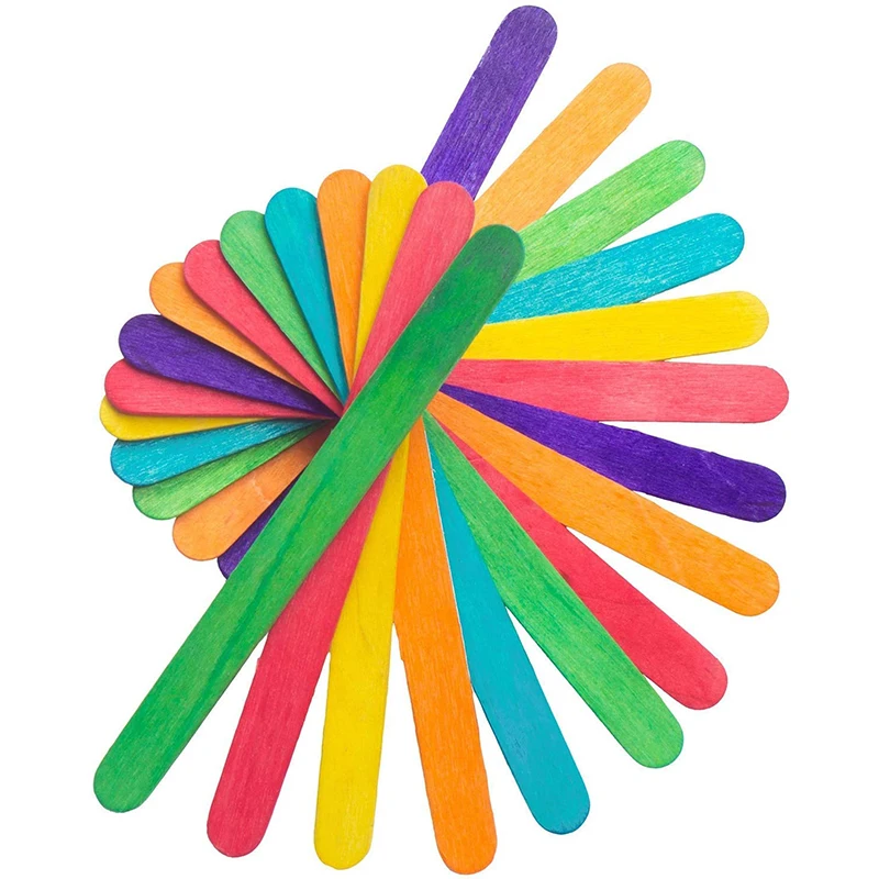 4.5 Inch Colored Craft Sticks Wooden Ice Cream Colorful Rainbow Popsicle Sticks Birch Wood Sticks For Crafts