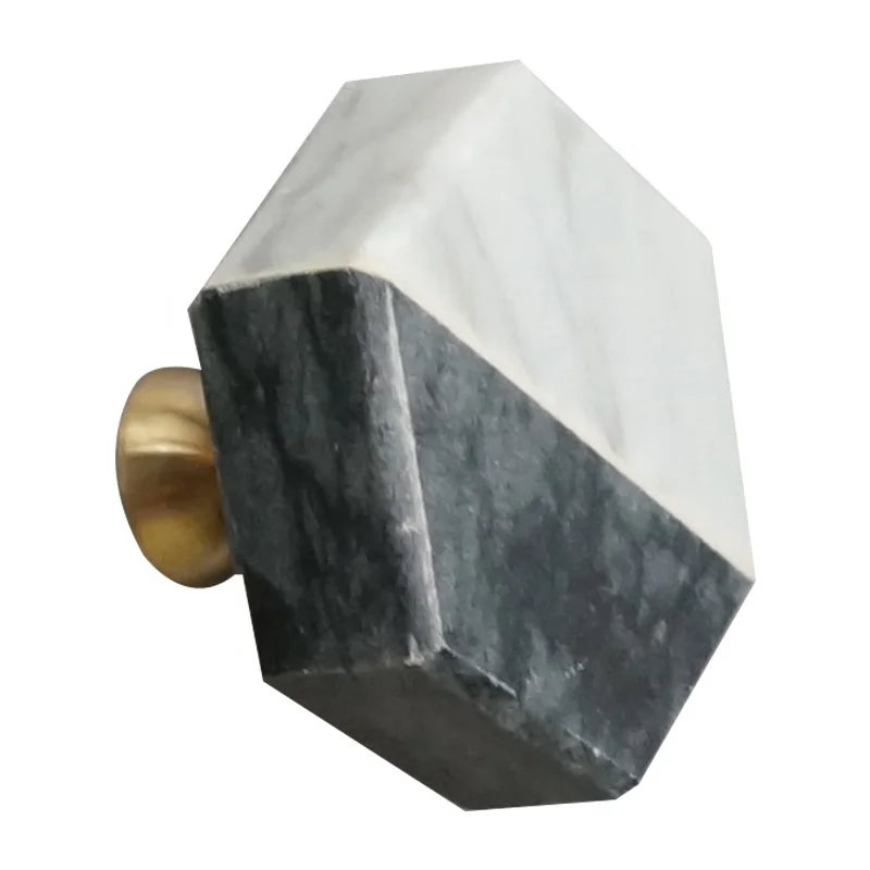 HOONE New Design Marble Furniture Handle Round Square Brass Handles for Cabinets