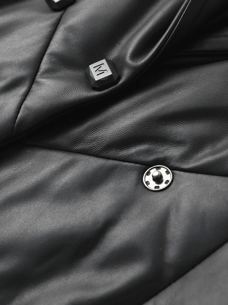 Coat Jacket Winter Real Leather Girl Female Long Coats Trench Jackets Genuine Sheep Leather Down Women Inside Black A69018 Woven