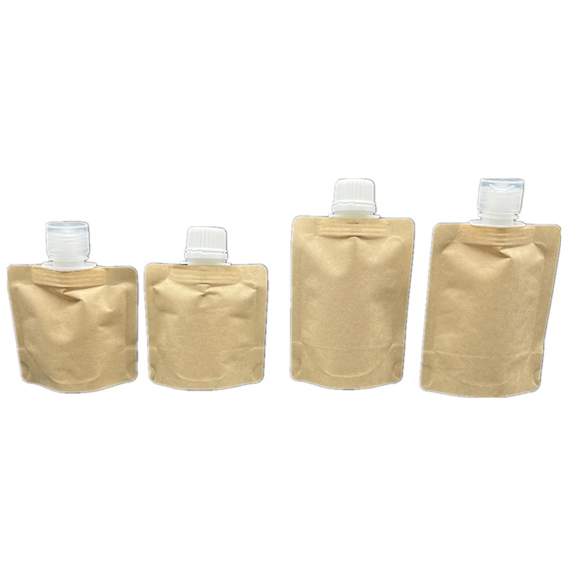 30ml 50ml 100ml 500ml 1000ml Liquid Juice eco friendly stand up kraft paper spout pouch