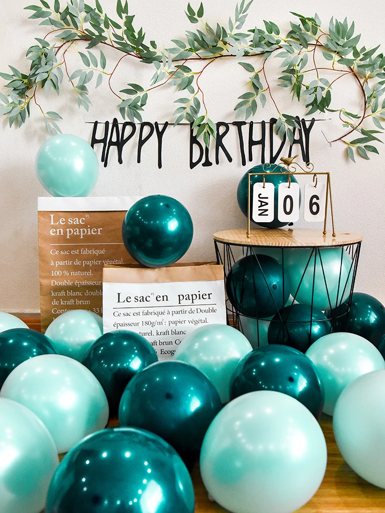 Wholesale 12 Inch 50 Pieces Teal Blue Balloon Garland Latex Balloon Arch Safari Jungle Party Wild One Birthday Party
