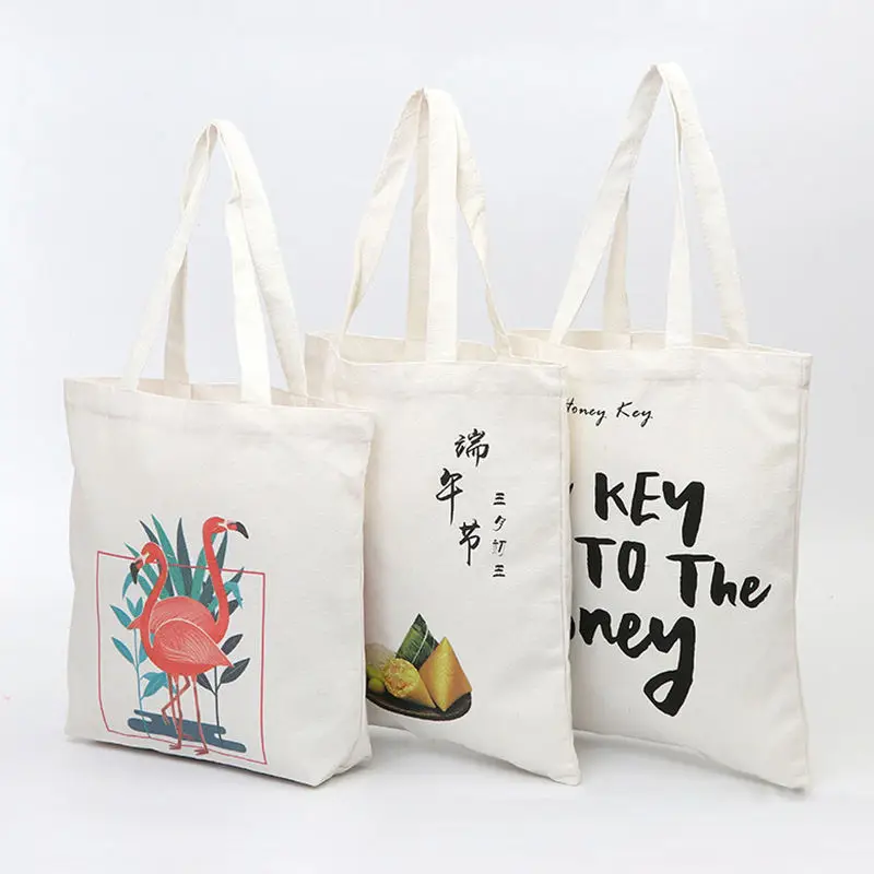 Factory Customized Printed Logo Eco Grocery Shopping Bag Reusable Blank Bulk Cotton Canvas Tote Bags for Sublimation Gift