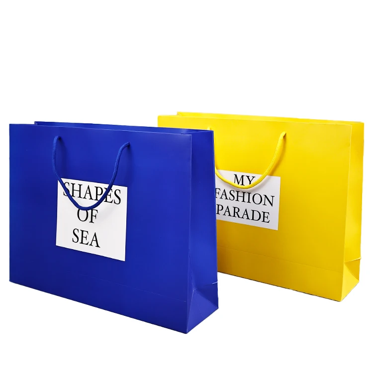 Custom Unique Colour Printing Yellow Paper Bag With Your Own Logo Luxury Brand Packaging Paper Bag