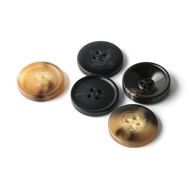 Custom round eco-friendly 4 hole resin horn plastic buttons for shirt